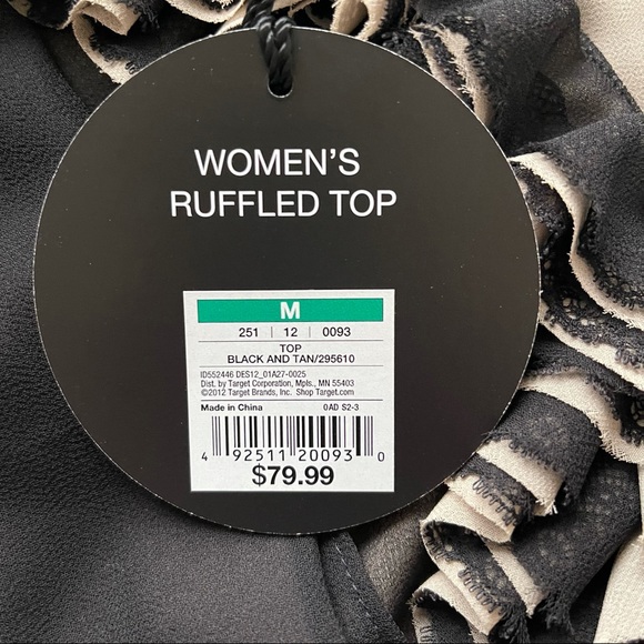 Neiman Marcus/Target Collab Keyhole Ruffled Sleeveless Top Black/Tan M (Women’s) - Picture 7 of 9